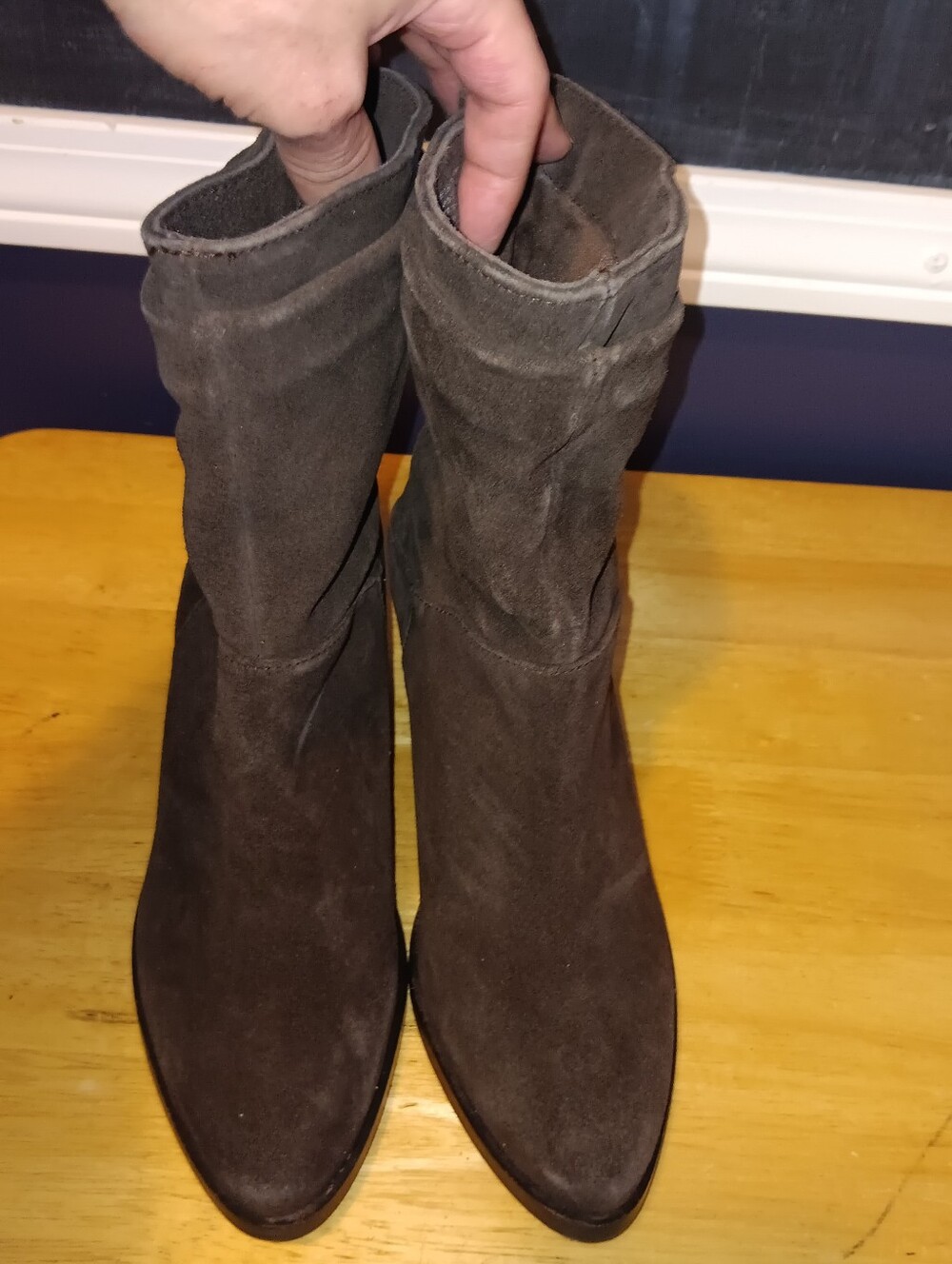 Charles By Charles David Brown Suede Pointed-Toe Mid-Calf Boots Size 8.5